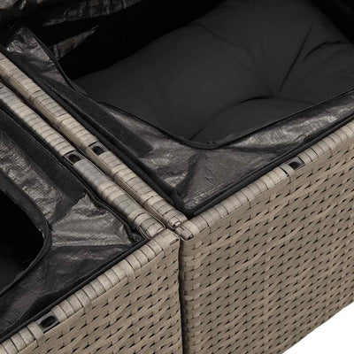 5 Piece Garden Sofa Set with Cushions Grey Poly Rattan Acacia Payday Deals