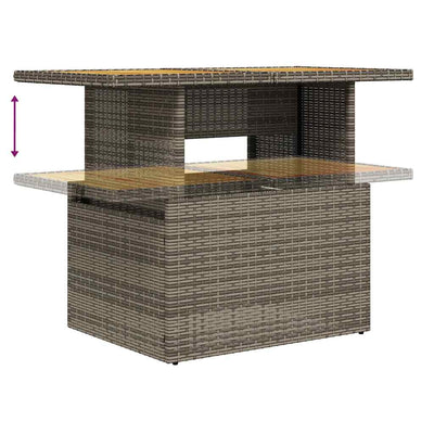 5 Piece Garden Sofa Set with Cushions Grey Poly Rattan Acacia Payday Deals