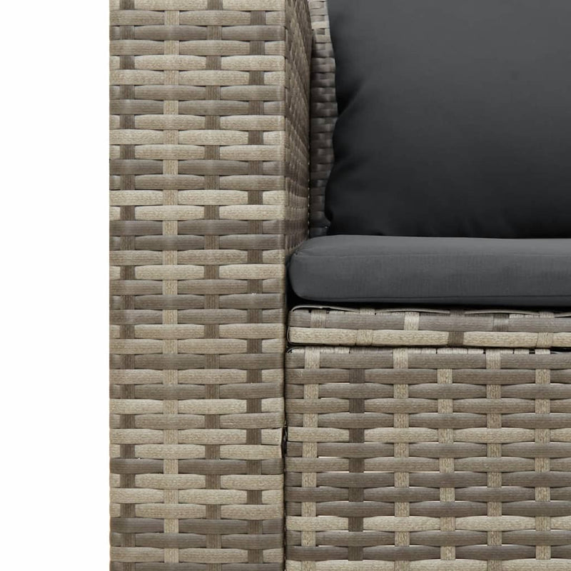 5 Piece Garden Sofa Set with Cushions Grey Poly Rattan Acacia Payday Deals