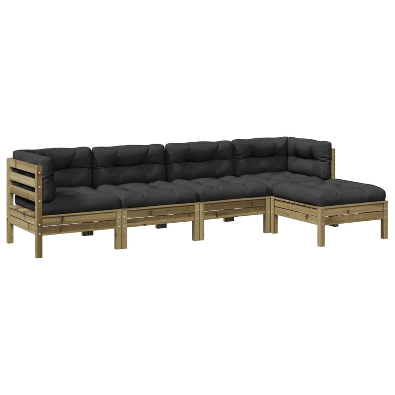 5 Piece Garden Sofa Set with Cushions Impregnated Wood Pine Payday Deals
