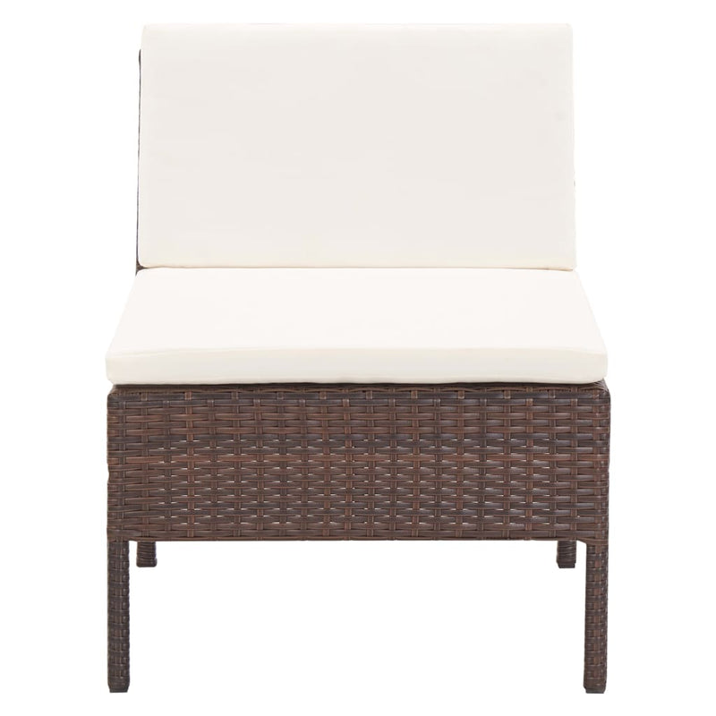 5 Piece Garden Sofa Set with Cushions Poly Rattan Brown Payday Deals