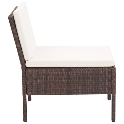 5 Piece Garden Sofa Set with Cushions Poly Rattan Brown Payday Deals