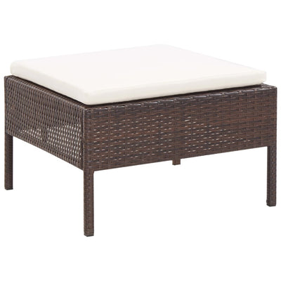 5 Piece Garden Sofa Set with Cushions Poly Rattan Brown Payday Deals