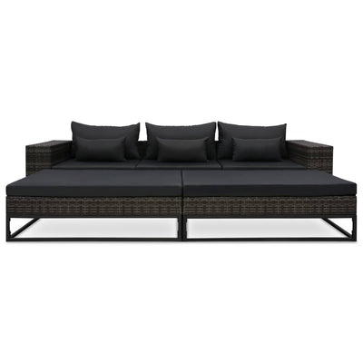 5 Piece Garden Sofa Set with Cushions Poly Rattan Grey Payday Deals