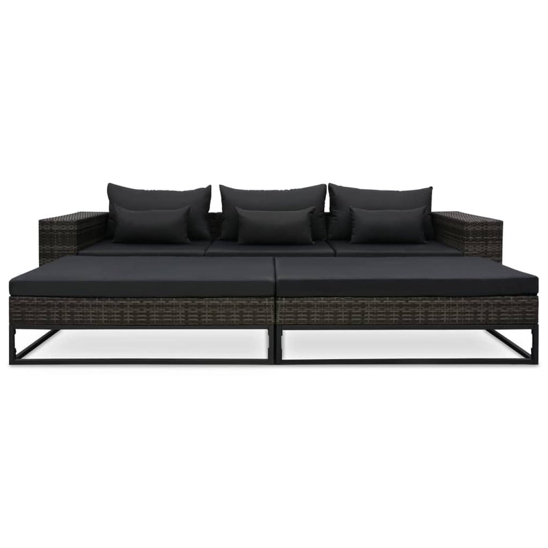 5 Piece Garden Sofa Set with Cushions Poly Rattan Grey Payday Deals