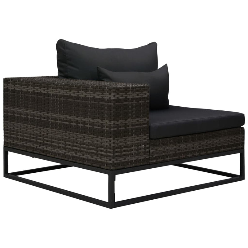 5 Piece Garden Sofa Set with Cushions Poly Rattan Grey Payday Deals