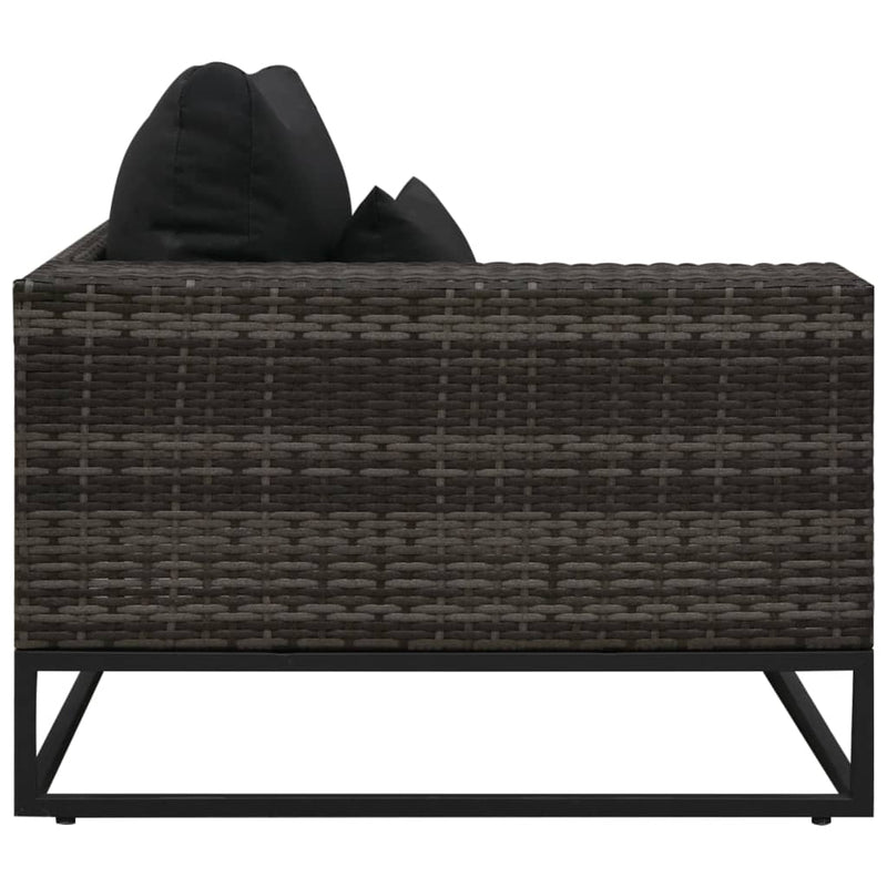 5 Piece Garden Sofa Set with Cushions Poly Rattan Grey Payday Deals