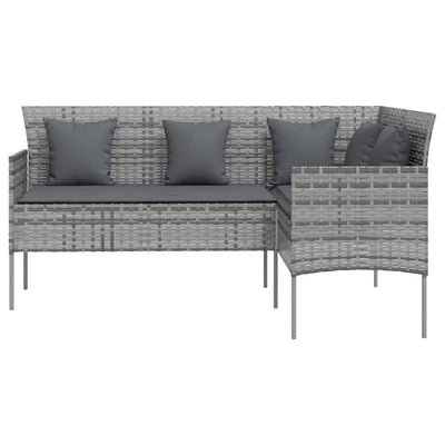 5 Piece L-shaped Couch Sofa Set with Cushions Poly Rattan Grey Payday Deals