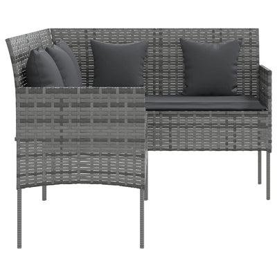 5 Piece L-shaped Couch Sofa Set with Cushions Poly Rattan Grey Payday Deals