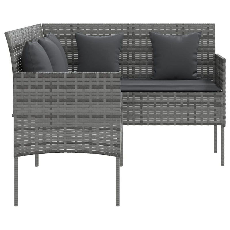 5 Piece L-shaped Couch Sofa Set with Cushions Poly Rattan Grey Payday Deals