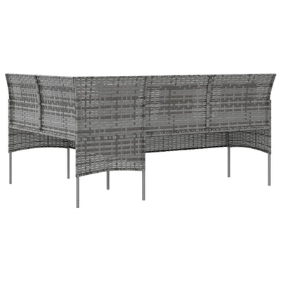 5 Piece L-shaped Couch Sofa Set with Cushions Poly Rattan Grey Payday Deals