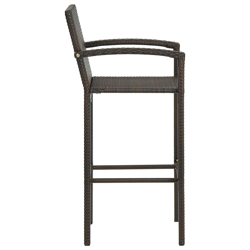 5 Piece Outdoor Bar Set with Armrest Poly Rattan Brown Payday Deals
