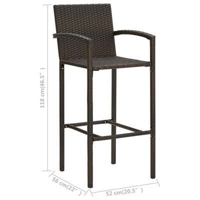 5 Piece Outdoor Bar Set with Armrest Poly Rattan Brown Payday Deals