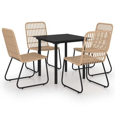 5 Piece Outdoor Dining Set Poly Rattan and Glass Payday Deals