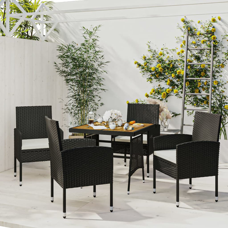 5 Piece Outdoor Dining Set Poly Rattan Black Payday Deals