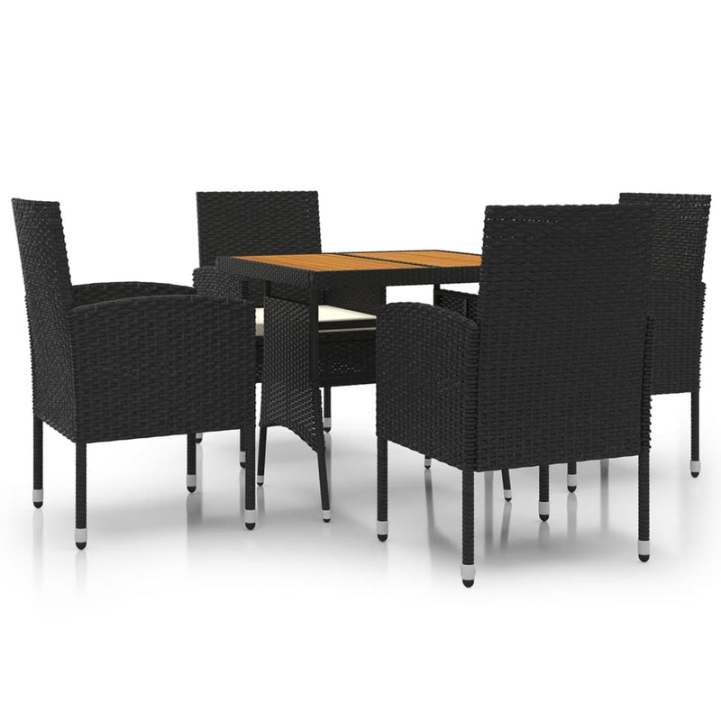 5 Piece Outdoor Dining Set Poly Rattan Black Payday Deals