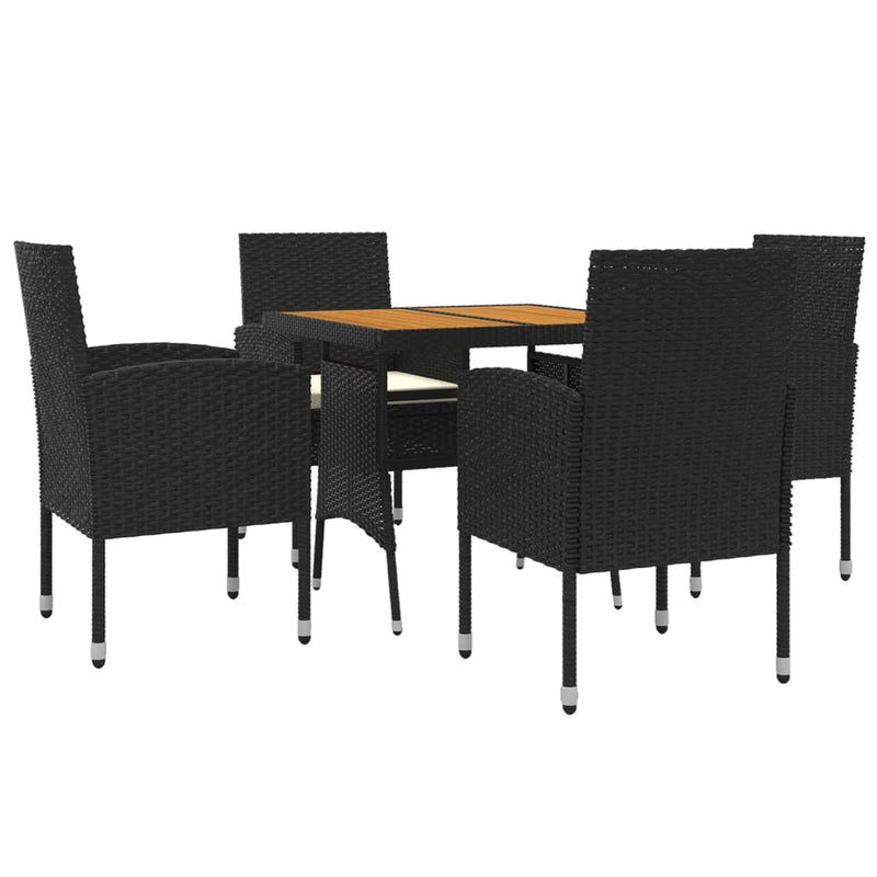 5 Piece Outdoor Dining Set Poly Rattan Black Payday Deals