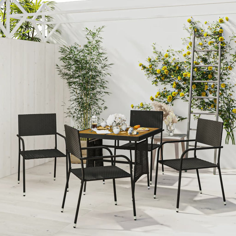 5 Piece Outdoor Dining Set Poly Rattan Black Payday Deals