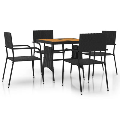 5 Piece Outdoor Dining Set Poly Rattan Black Payday Deals