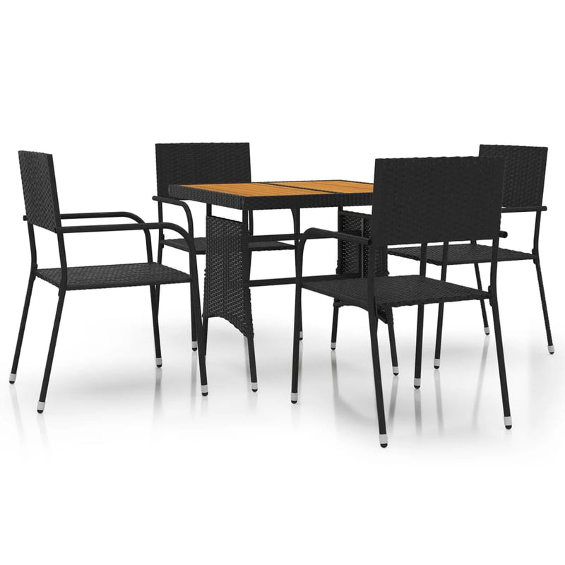5 Piece Outdoor Dining Set Poly Rattan Black Payday Deals