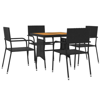 5 Piece Outdoor Dining Set Poly Rattan Black Payday Deals