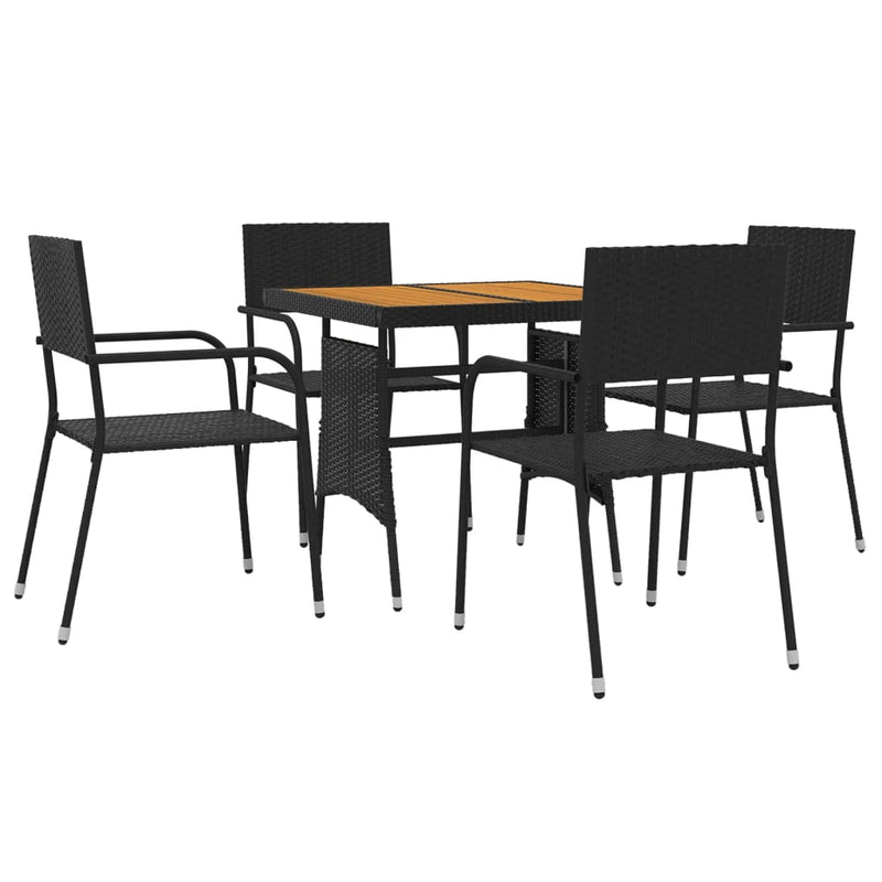 5 Piece Outdoor Dining Set Poly Rattan Black Payday Deals