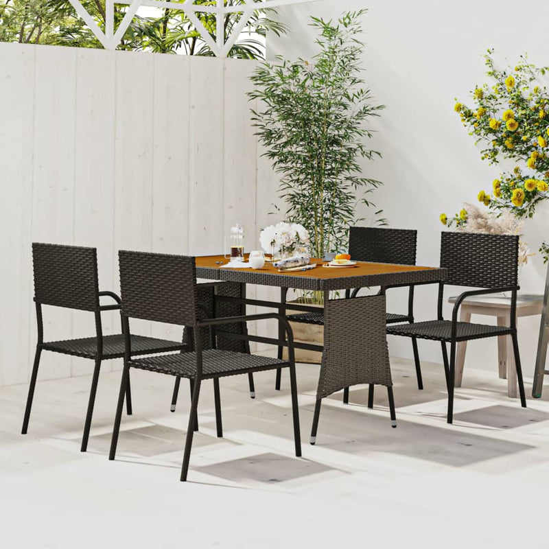 5 Piece Outdoor Dining Set Poly Rattan Black Payday Deals