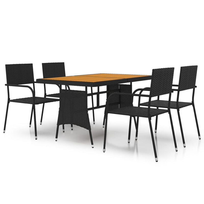 5 Piece Outdoor Dining Set Poly Rattan Black Payday Deals