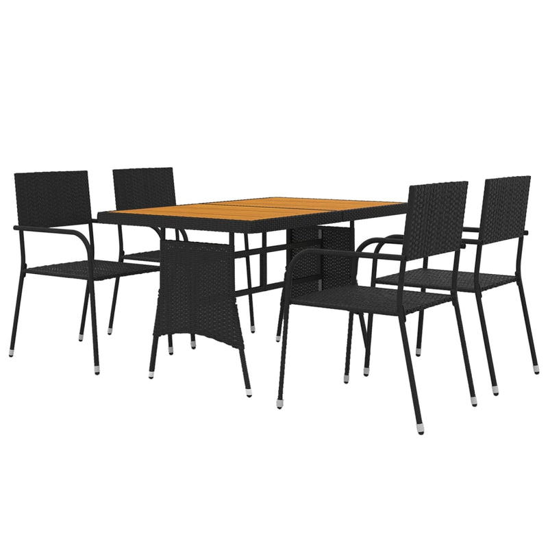 5 Piece Outdoor Dining Set Poly Rattan Black Payday Deals