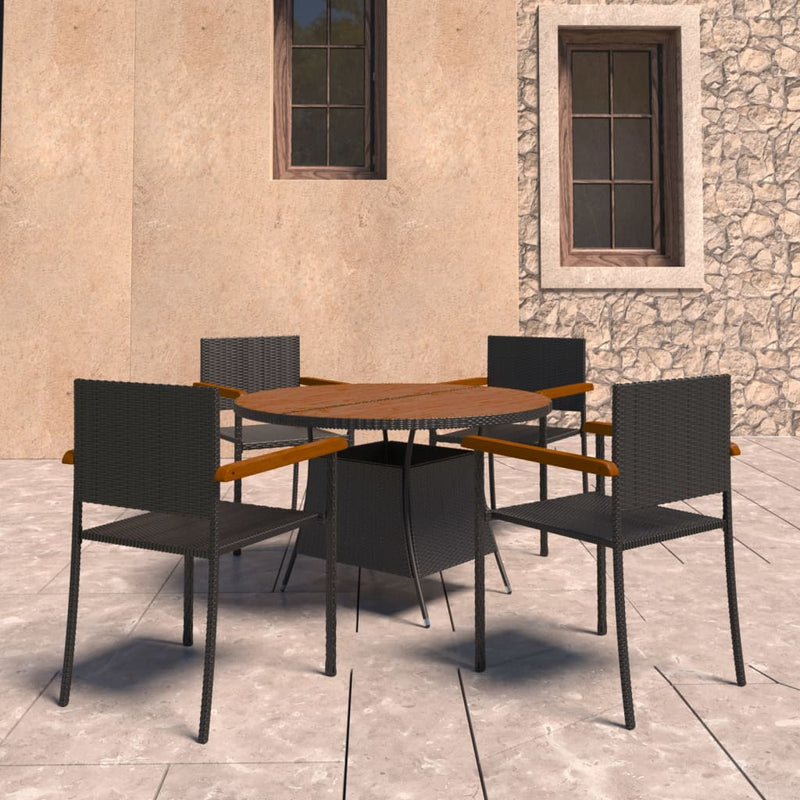 5 Piece Outdoor Dining Set Poly Rattan Black Payday Deals