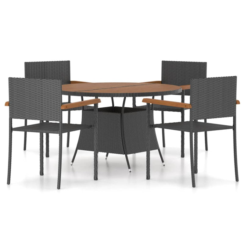 5 Piece Outdoor Dining Set Poly Rattan Black Payday Deals