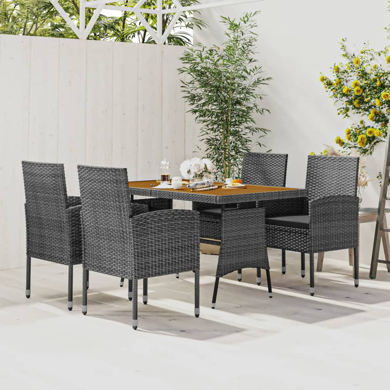 5 Piece Outdoor Dining Set Poly Rattan Grey Payday Deals