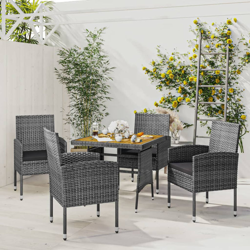 5 Piece Outdoor Dining Set Poly Rattan Grey Payday Deals