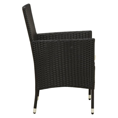 5 Piece Outdoor Dining Set with Cushions Poly Rattan Black Payday Deals