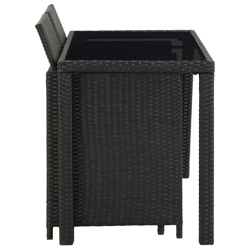 5 Piece Outdoor Dining Set with Cushions Poly Rattan Black Payday Deals