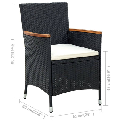 5 Piece Outdoor Dining Set with Cushions Poly Rattan Black Payday Deals