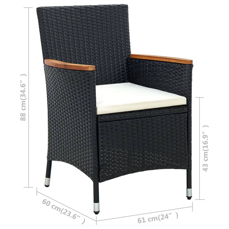 5 Piece Outdoor Dining Set with Cushions Poly Rattan Black Payday Deals