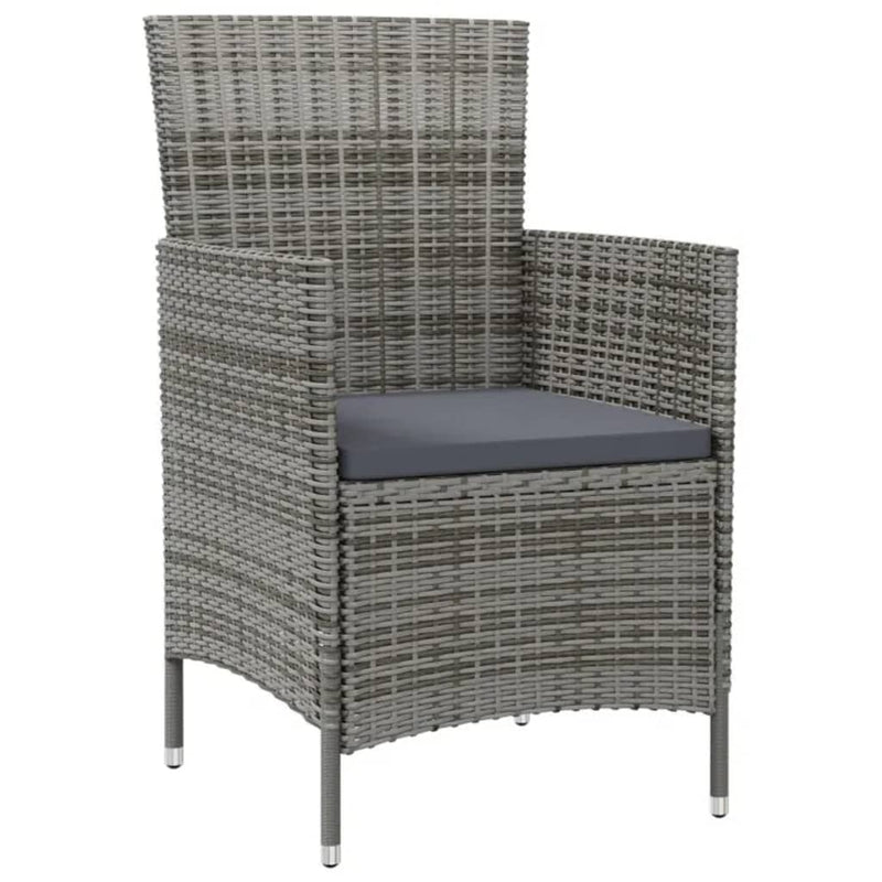 5 Piece Outdoor Dining Set with Cushions Poly Rattan Grey Payday Deals