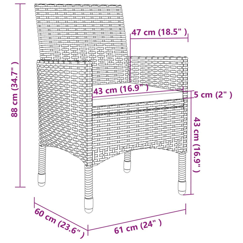 5 Piece Outdoor Dining Set with Cushions Poly Rattan Grey Payday Deals