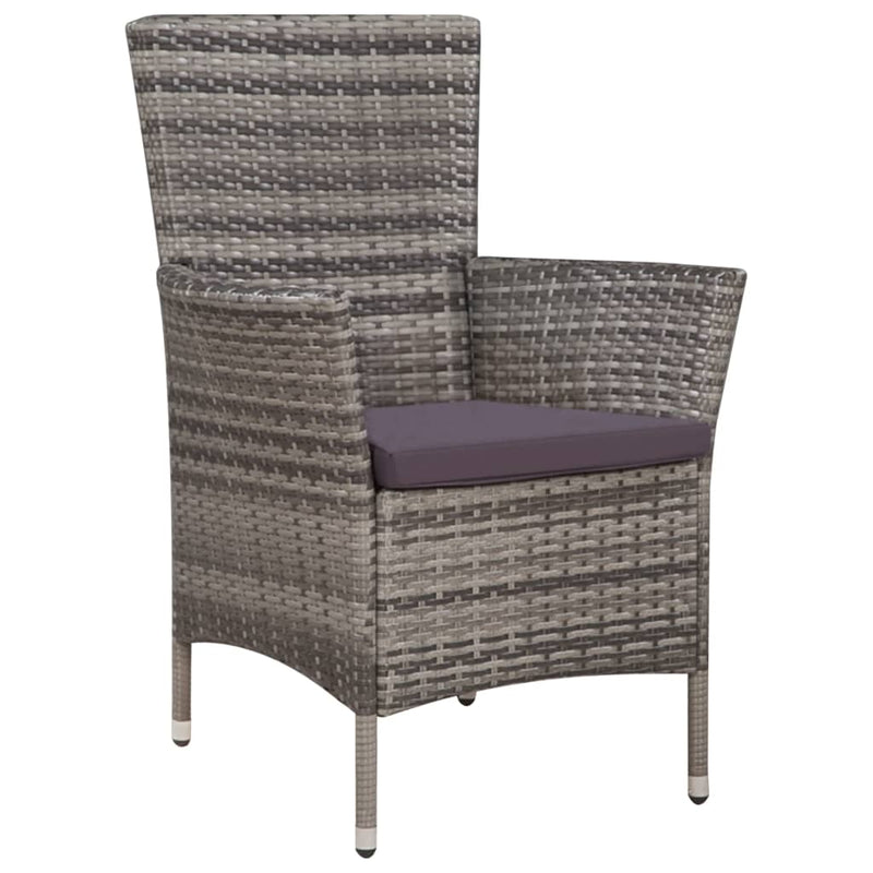 5 Piece Outdoor Dining Set with Cushions Poly Rattan Grey Payday Deals