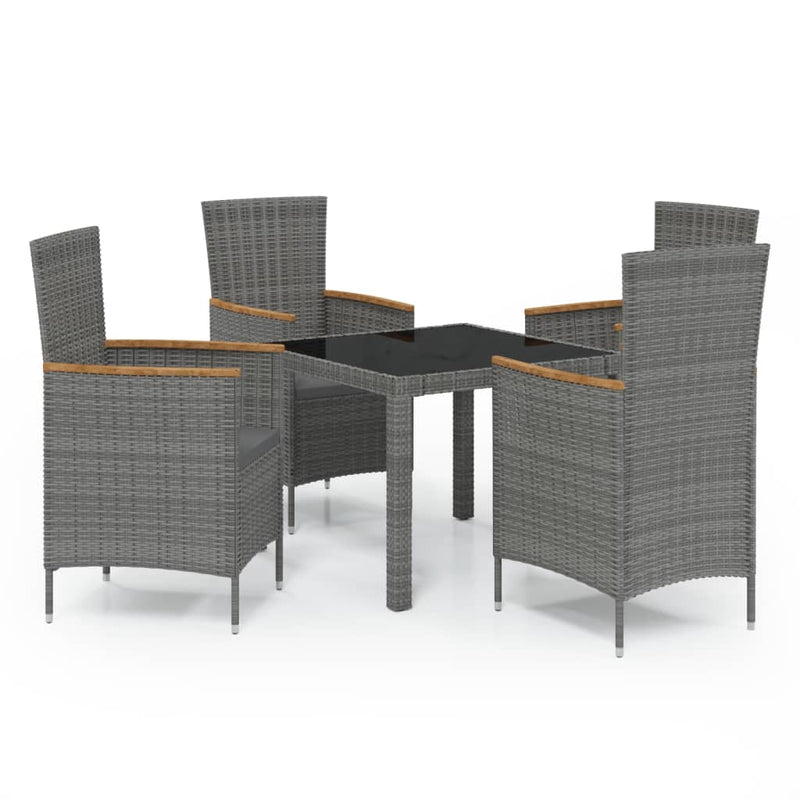 5 Piece Outdoor Dining Set with Cushions Poly Rattan Grey Payday Deals
