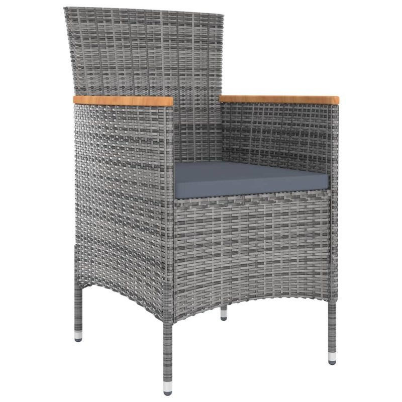 5 Piece Outdoor Dining Set with Cushions Poly Rattan Grey Payday Deals