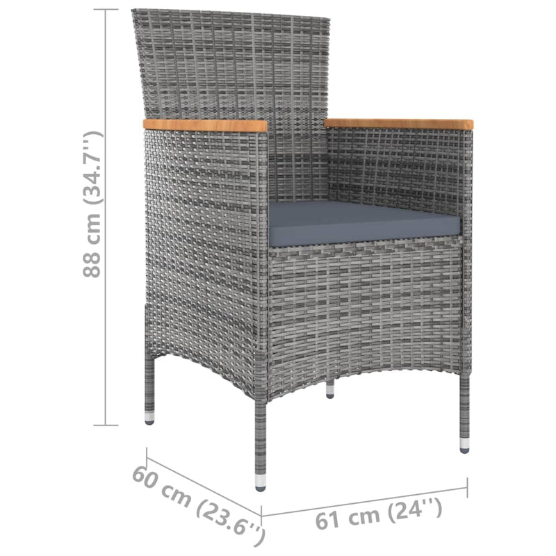5 Piece Outdoor Dining Set with Cushions Poly Rattan Grey Payday Deals