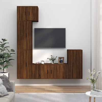 5 Piece TV Cabinet Set Brown Oak Engineered Wood Payday Deals