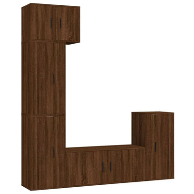 5 Piece TV Cabinet Set Brown Oak Engineered Wood Payday Deals