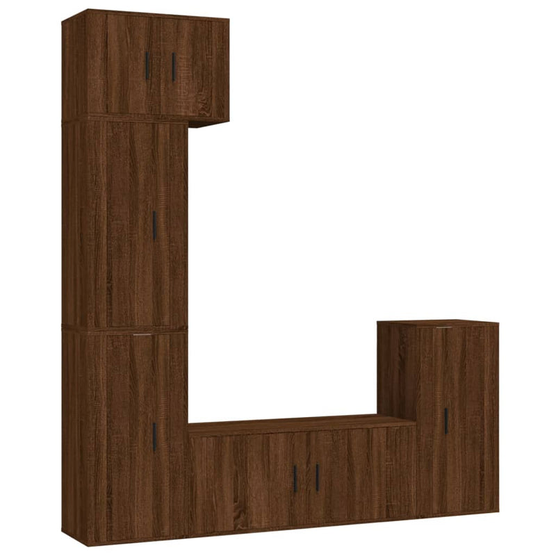 5 Piece TV Cabinet Set Brown Oak Engineered Wood Payday Deals