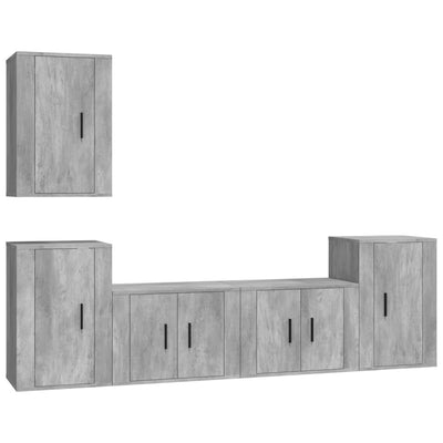 5 Piece TV Cabinet Set Concrete Grey Engineered Wood Payday Deals