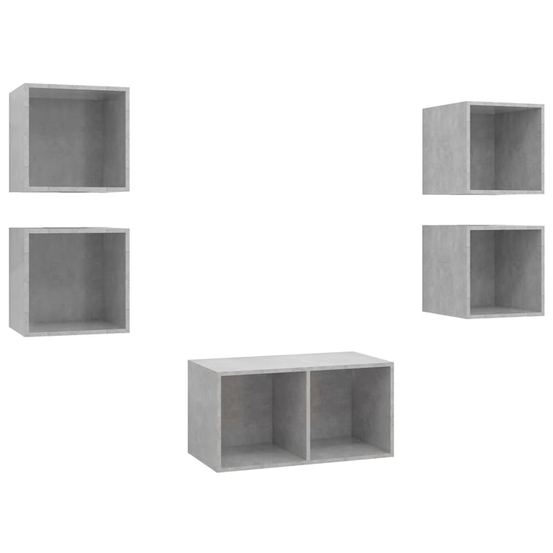 5 Piece TV Cabinet Set Concrete Grey Engineered Wood Payday Deals