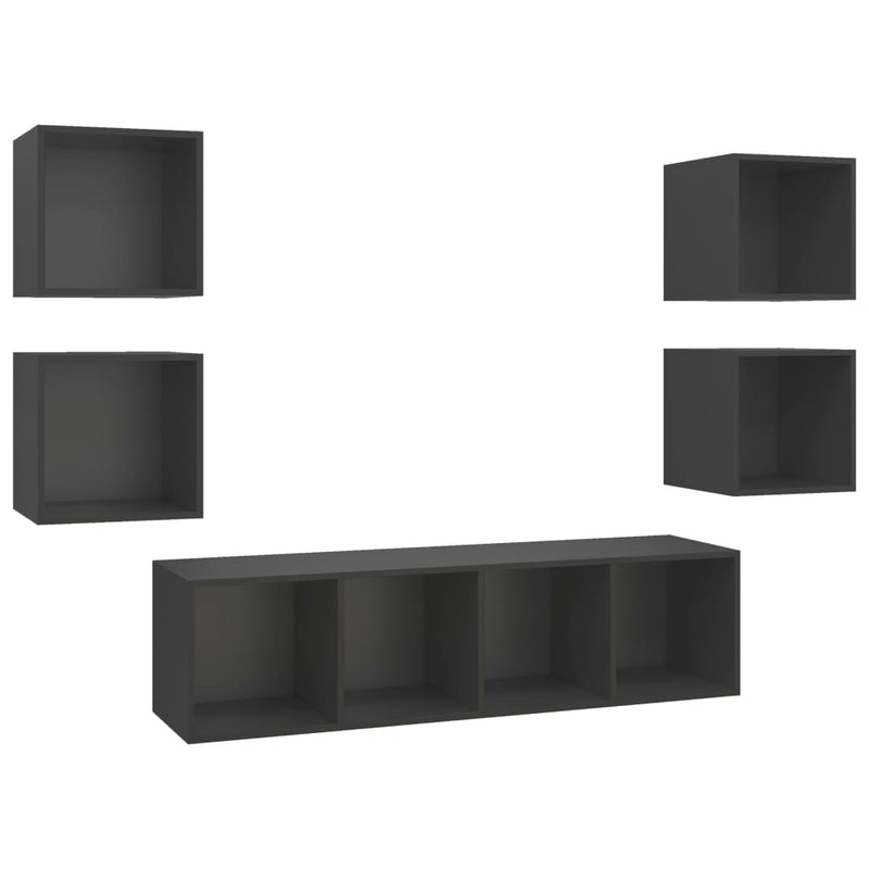 5 Piece TV Cabinet Set Grey Engineered Wood Payday Deals