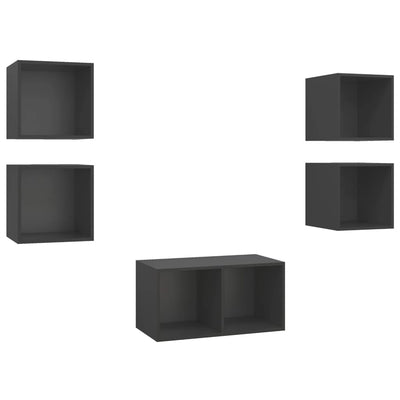 5 Piece TV Cabinet Set Grey Engineered Wood Payday Deals